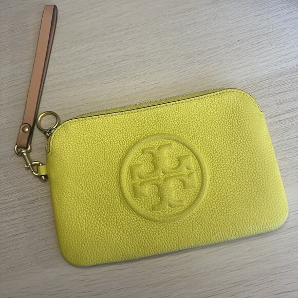 Tory Burch Perry Bombe Color-Block Top Zip Leather Card Case Wristlet Mini Bag - Picture 1 of 10